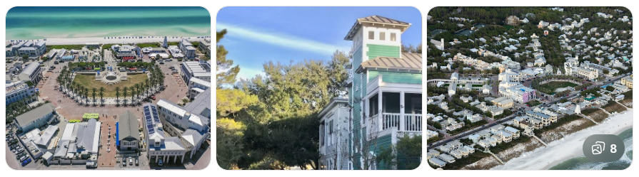 Walkable streets and coastal architecture at Seaside Florida New Urbanist community