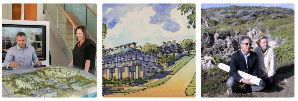 Early vision and planning imagery from the development of Jindee, including concept illustrations, masterplanning discussions and site visits featuring Fiona Roche, Ludwig Fontalvo-Abello and Julie Harrold.