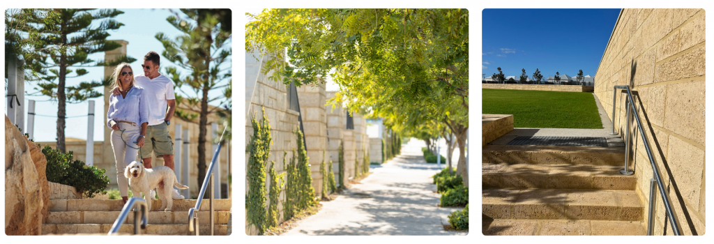 Walkable neighbourhood design connecting homes, parks and community spaces at Jindee.